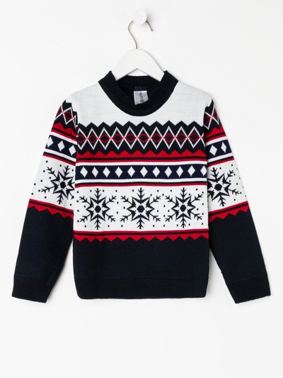 Джемпер детский новогодний вязаный KAFTAN: Snow, чёрный, размер 30 (98-104 см)