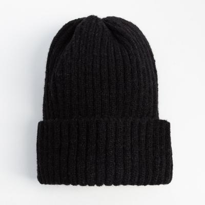 Шапка детская MINAKU: Cozy Winter с отворотом, чёрная, размер 50-52 (3-5 лет)