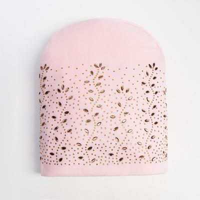 Шапка для девочки MINAKU "Цветочная" двухслойная, р-р 50-52, цв. розовый
