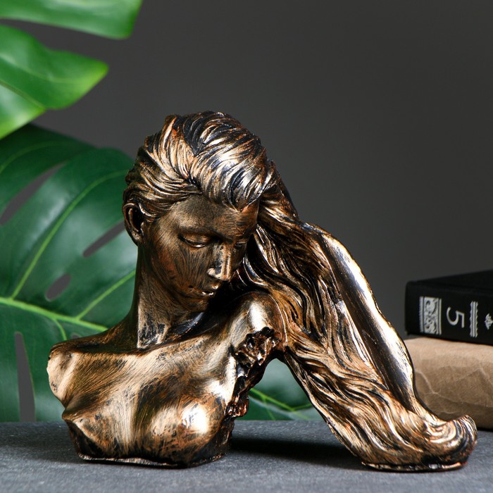 Подставка под бутылку "Девушка с волосами" бронза, 17х22х11см - фото 1882264048