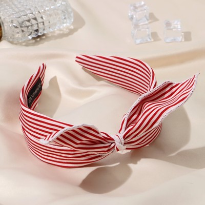 Ободок для волос «Эмилия», полоски, 5 см, красный