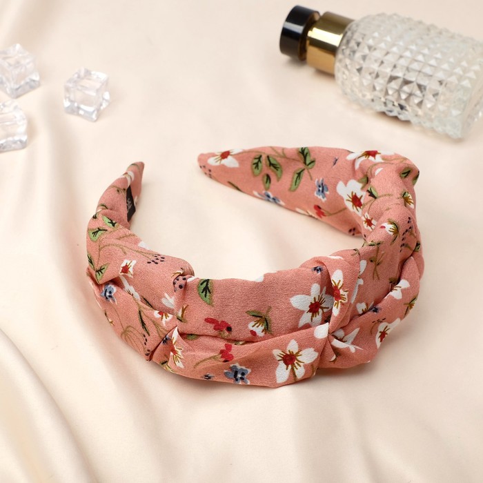 Ободок для волос "Юнона" цветочки, 5 см, розовый - Фото 1