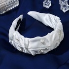 Ободок для волос «Юнона», бусинки, 5 см, белый - Фото 1