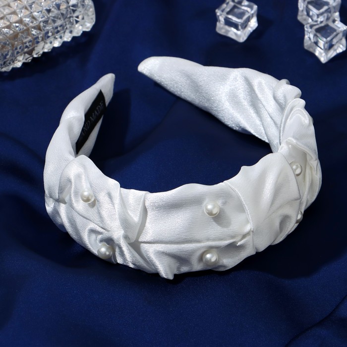 Ободок для волос «Юнона», бусинки, 5 см, белый - Фото 1