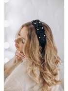 Ободок для волос QF «Юнона», бусинки, 5 см, чёрный - Фото 3