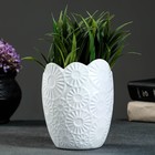 Фигурное кашпо-ваза «Цветы», 0,7л/ 14х9см    белое - фото 9756235