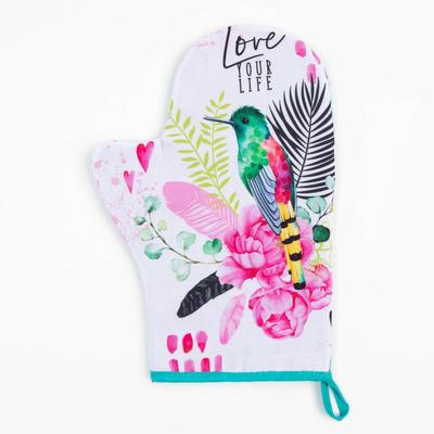 Набор кухонный «Love your live»: варежка-прихватка 20×28 см, прихватка 17×17 см, 35% х/л, 65% п/э
