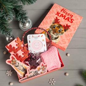 Новогодний подарочный набор 'Merry Xmas' носки 18-20 см и аксессуары