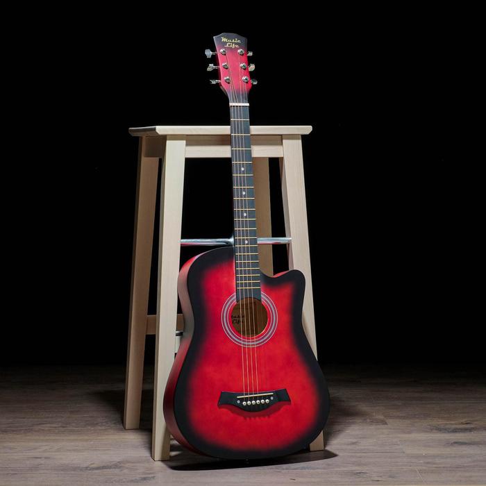 Гитара акустическая, цвет красный, 97см, с вырезом - Фото 1