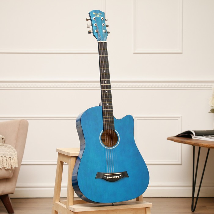 Гитара акустическая, цвет синий, 97см, с вырезом - фото 286446563
