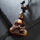 Амулет под кость «Будда» с регулируемым шнурком, цвет бело-коричневый - Фото 1