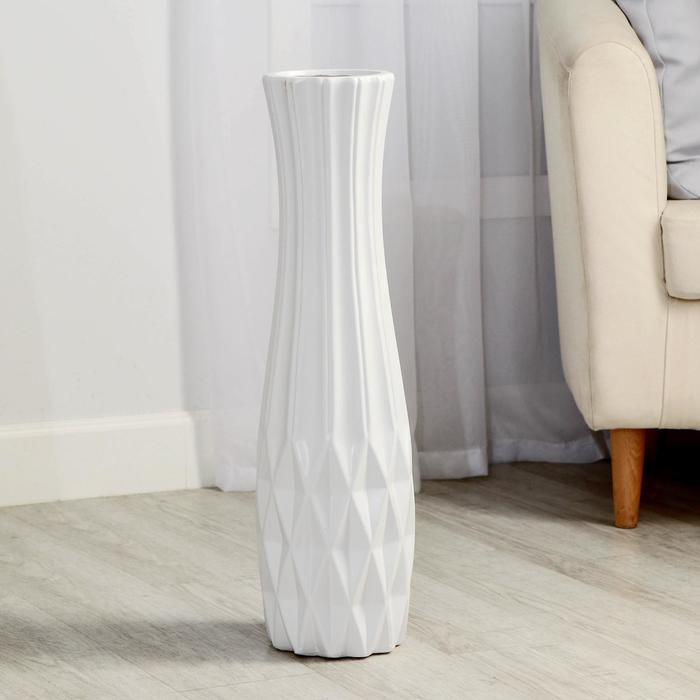 Ваза напольная «Дея», 13.5×60 см, керамика, белая - Фото 1