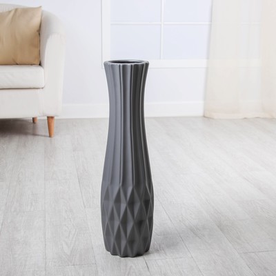Ваза напольная «Дея», 13.5×60 см, керамика, серая