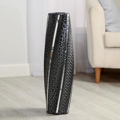 Ваза напольная «Раскаты», 13×60 см, керамика, чёрная