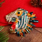 Брошь «Тигр» охотник, цветная в золоте - Фото 1