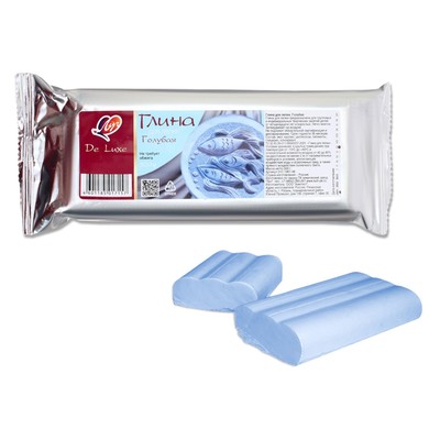 Глина для лепки «Луч. De Luxe», 500 г, не требует обжига, голубая