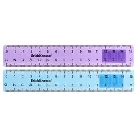 Линейка 15 см ErichKrause Standard, микс из 2-х цветов