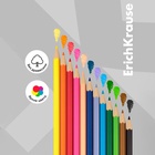 Карандаши 12 цветов, ErichKrause, пластик, шестигранные, 2.6 мм грифель, картонная упаковка, европодвес - Фото 11