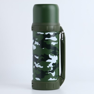 Термос Мастер К «Движение», 1.2 л, 11×29 см, с кружкой, сохраняет тепло 18 ч, нержавеющая сталь, зелёный