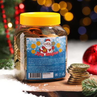 Шоколадная медаль «Дед Мороз» в банке, кондитерская глазурь, 6 г