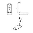 Уголок крепёжный 92 х 92 х 40 х 2 мм, цинк, в упаковке 60 шт. (комплект 60 шт) - фото 23326809