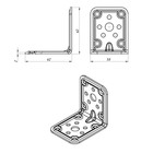 Уголок крепёжный, усиленный, 62?62?50?2 мм, цинк, в упаковке 50 шт. (комплект 50 шт) - фото 23357482