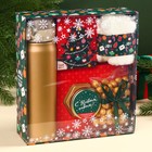 Подарочный набор новогодний «Веселья в новом году»: чай со вкусом лесных ягод 50 г, крем-мед хлопковый 120 г, арахис в шоколадной глазури, 100 г, носки р-р: 36... - Фото 1