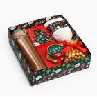 Набор «Веселья в новом году»: чай со вкусом лесных ягод 50 г., крем-мед хлопковый 120 г., носки р-р: 36–39, термос 500 мл. - фото 806011431