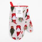 Варежка-прихватка Santa Claus 20х28см, 100% хл, репс 210 г/м2, ватин 250г/м2 (комплект 2 шт) - фото 33477381