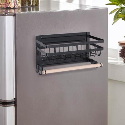 Держатель для кухонных принадлежностей на магните, с полочкой, 30×11.5×16 см, чёрный