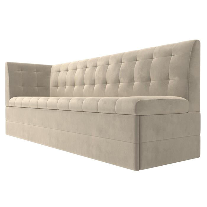 Кухонный диван «Бриз с углом», микровельвет, левый угол, цвет бежевый - фото 1907297424