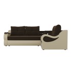 Угловой диван «Митчелл», механизм еврокнижка, коричневый микровельвет / бежевая экокожа - Фото 2