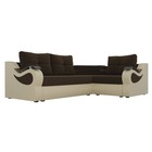 Угловой диван «Митчелл», механизм еврокнижка, коричневый микровельвет / бежевая экокожа - Фото 3