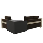 Угловой диван «Митчелл», механизм еврокнижка, коричневый микровельвет / бежевая экокожа - Фото 5