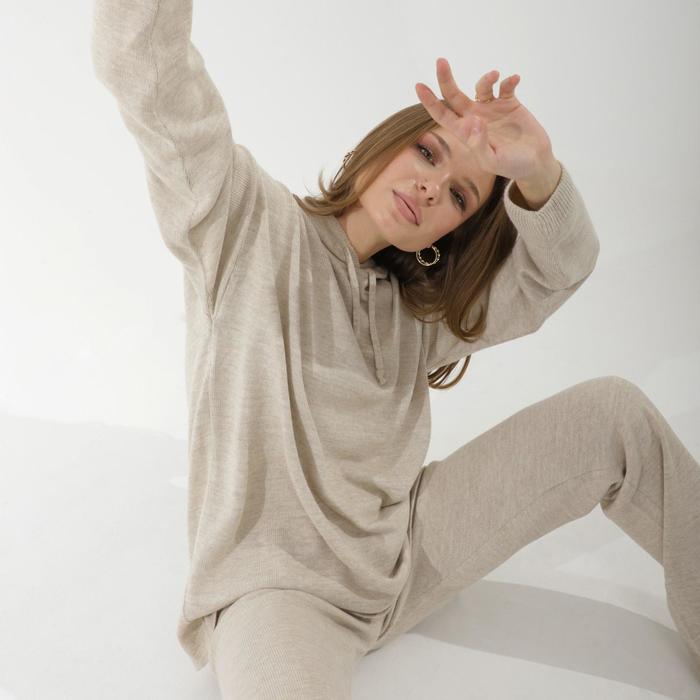 Костюм вязаный SL, с капюшоном, 42-44, бежевый 51109