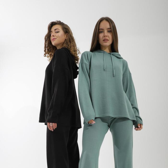 Костюм вязаный SL, с капюшоном, 42-44, зелёный 51111