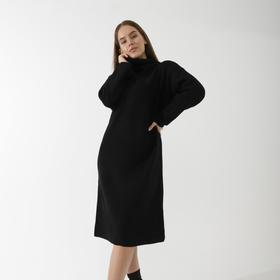 Платье вязаное SL, с узором, 50-52, чёрный