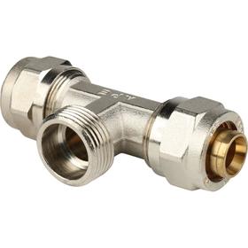 Тройник STOUT SFS-0011-003420, 3/4"х20 мм, наружная резьба, для металлопласт. труб, винтовой