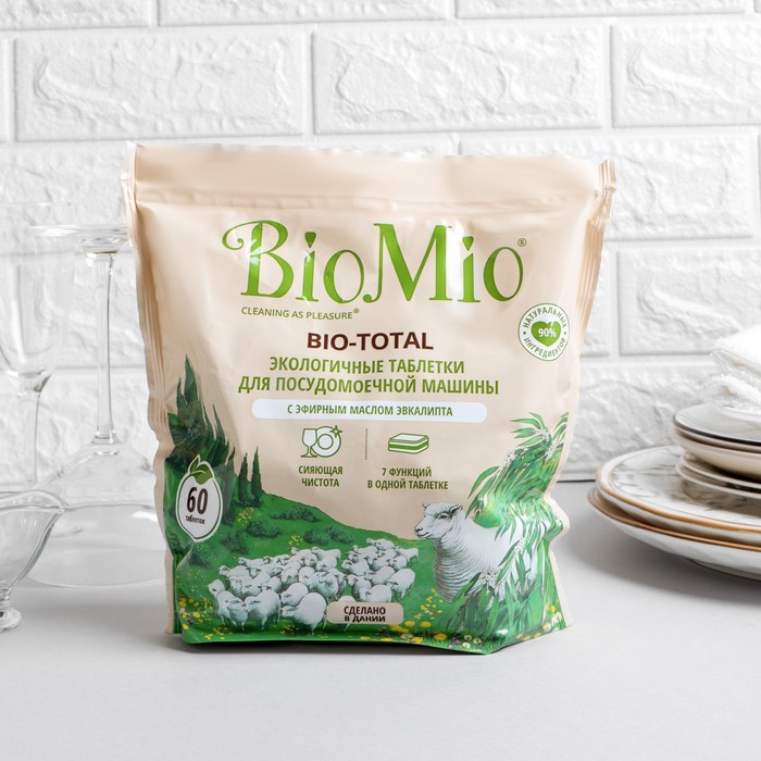 Таблетки для посудомоечных машин BioMio "BIO-TOTAL", с маслом эвкалипта, 60 шт. - Фото 1