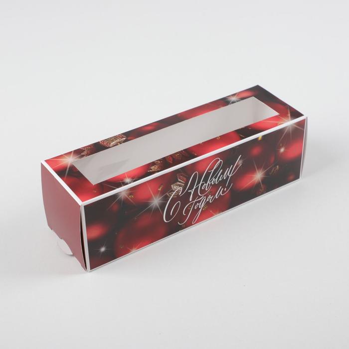 Коробка складная «Красные шары» 18 х 5,5 х 5,5 см.