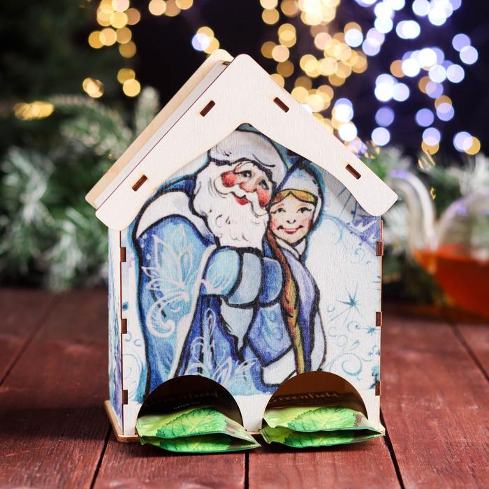 Чайный домик на два ряда "Дед Мороз и Снегурочка" 15,5×9,6×20 см - Фото 1