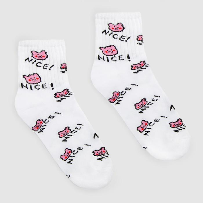 Носки женские MINAKU «Nice», цвет белый, размер 36-37 (23 см) - Фото 1