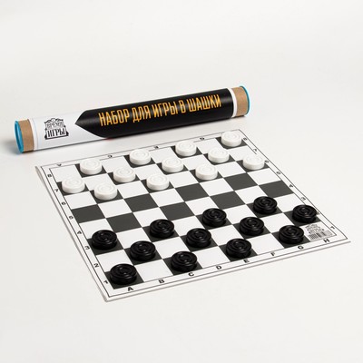 Шашки, настольная игра, поле винил 30×30 см, 24 шт., d=3 см, h=0.9 см, в тубусе