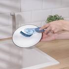 Набор для чистки посуды Raccoon «Практик», ручка-дозатор, 4 щётки, держатель-стойка, цвет синий - Фото 3