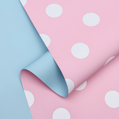 Пленка двухсторонняя «Горох крупный», розовый - голубой 0.58×10 м