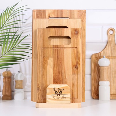 Набор досок разделочных Дарим Красиво «Прямая ручка», 3 шт., 38×22×1.8 см; 34×20×1.8 см, 30×18×1.8 см, дерево