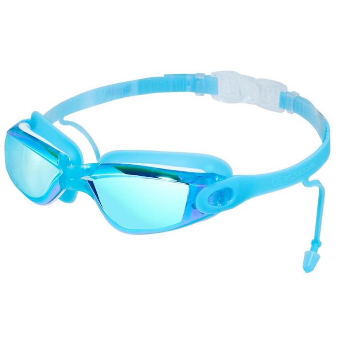 Очки для плавания Atemi N8801, силикон, с берушами, цвет голубой