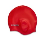 Шапочка для плавания Atemi EC102, силикон c «ушами», цвет красный - фото 9849552
