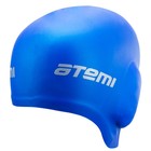 Шапочка для плавания Atemi EC104, силикон c «ушами», цвет синий - фото 298498286