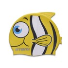 Шапочка для плавания Атеми FC101, силикон детская, рыбка, цвет жёлтый - Фото 5